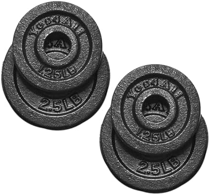 Yes4All Cast Iron Weight Plates, 1.15-Inch Standard Hole Weight Plate Set of 4 & 8, Fits Dumbbell Handles for Strength Training
