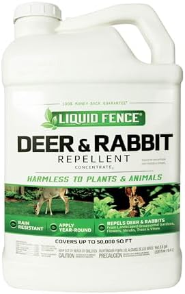 Liquid Fence Deer And Rabbit Repellent Concentrate 32 Ounces, Apply Year-Round | Use to Treat on Gardens, Flowers, Shrubs, Trees & Vines, Covers up to 5,000 Sq. Ft., Harmless to Plants & Animals