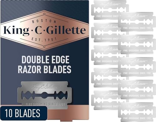 King C. Gillette Double Edge Safety Razor Blades 10 count, Stainless Steel Platinum Coated Blades