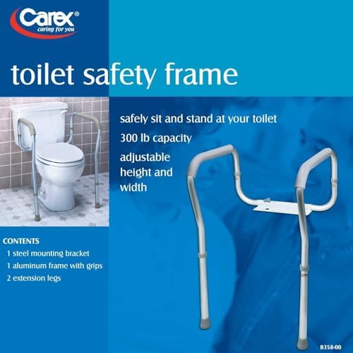 Carex Toilet Safety Rails, Adjustable and Detachable Toilet Safety Frame with Handles for Elderly, Handicap, or Disabled