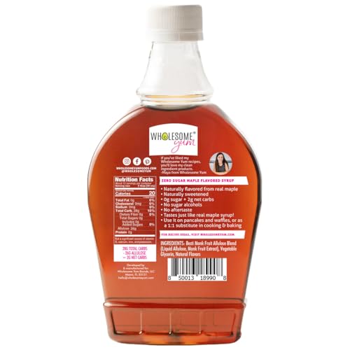 Wholesome Yum Zero Sugar Maple Syrup, Monk Fruit Allulose Keto Maple Syrup