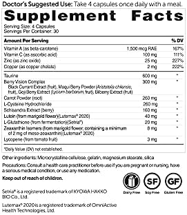Dr. Whitaker's Vision Essentials Gold with Lutein, Zeaxanthin and Taurine | 120 Capsules | Macular and Eye Health Supplement