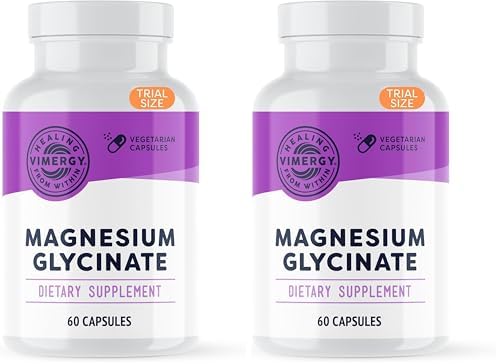 VIMERGY Magnesium Glycinate Supplement, Vegan, 180 Capsules, 90 Servings