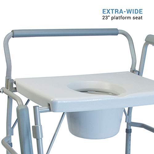 Lumex 3-in-1 Bariatric Bedside Commode – Raised Toilet Seat & Safety Rails, 600 lb Capacity, Extra-Wide Seat