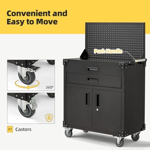 52'' Work Bench for Garage with Pegboard Drawers and Cabinets Heavy Duty Metal Frame Tool Bench for Shop Kitchen Cabinets Organizer Work Table with