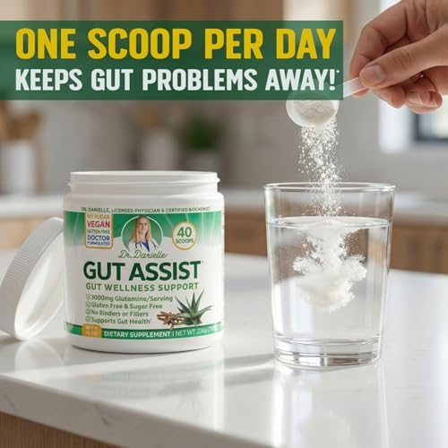 Gut Assist Leaky Gut Support Powder | 40-Servings with L-Glutamine, Arabinogalactan, Licorice Extract