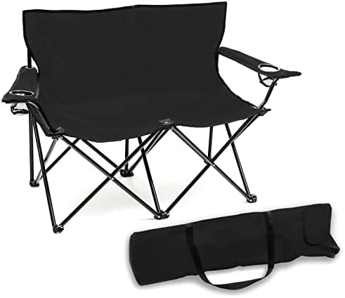 Trademark Innovations Loveseat Style Double Camp Chair, 40" L x 22" W x 31.5" H, Polyester, Army Green