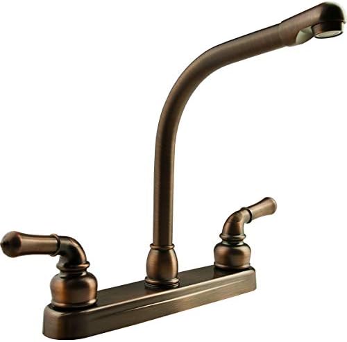 Dura Faucet DF-PK210C-SN RV Hi-Rise Kitchen Sink Faucet (Satin Nickel) | Tall spout and classical levers make washing big pots easy. Brushed Satin Nickel.