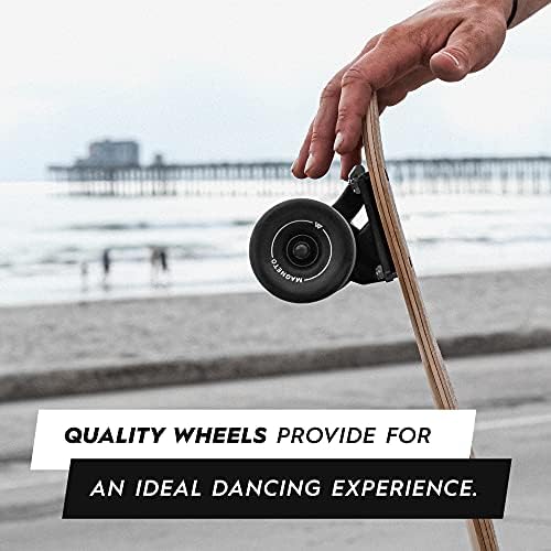 Magneto Dancer Longboard Skateboard - Smooth Carbon Fiber Cruiser Board - Kicktail Longboard Deck for Tricks, Smooth Turns - 46" x 9.5", Bamboo
