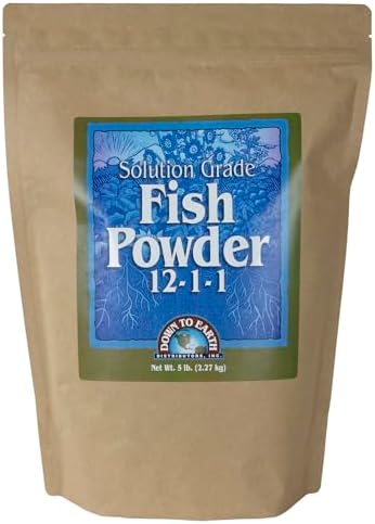 Down To Earth All Natural Fertilizers Solution Grade Fish Powder - 1 lb | Organic Water Soluble Nitrogen, Makes up to 50 Gallons of Liquid Fish Fertilizer for Soil or Foliar Spray 12-1-1