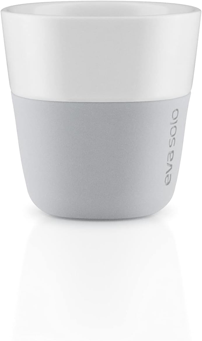 Eva Solo | 2 Lungo Tumbler Mugs | 8 oz Porcelain Coffee Cup Tumblers with Silicone-coated Grip | Danish Design, Functionality & Quality | Black