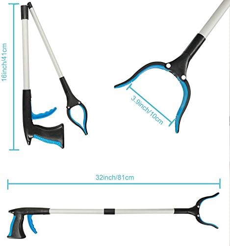 Grabber Reacher Tool for Elderly, 32" Foldable Picker Upper Grabber, Long Handy Mobility Aids, Reaching Assist Tool for Trash Claw Pick up