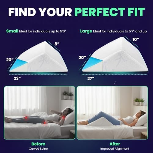 The Angle Wedge Pillow – Leg & Knee Pillow Wedge for Sciatica Pain Relief, Body Pain, Lumbar Decompression – Triangle Foam Cushion Bed Bolster for Lower Back Support, Small | Leg and Knee Pillow Wedge, Body Pain, Lumbar Decompression, Triangle Foam Cushi…