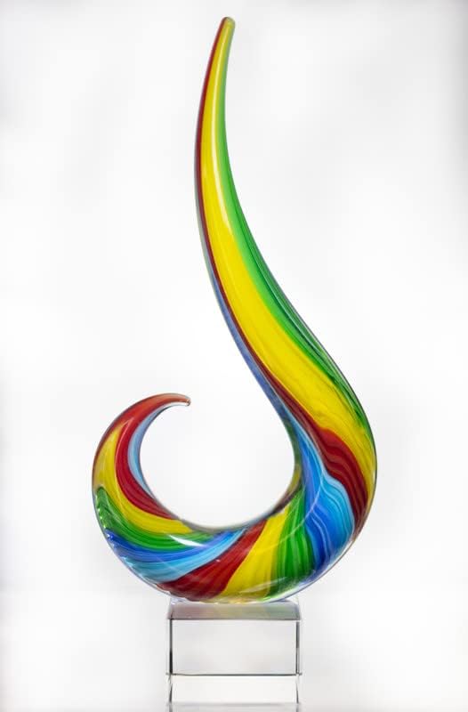 Badash Rainbow Murano-Style Art Glass Sculpture Centerpiece, 18 Inch | Murano-style art glass sculpture for tabletop decor, living rooms, offices, shelves, console tables and gifts