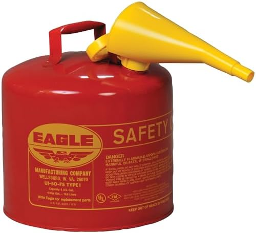 Eagle 5 Gallon Type I Red Safety Gas Can for Gasoline