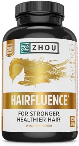 Zhou Hairfluence Supplement - 60 Veggie Capsules (Pack of 1) | Vegan Biotin Supplement for Hair Growth for Men & Women, Supports Stronger & Healthier Hair & Nails