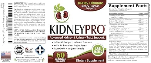 KidneyPRO: with 21 Kidney Health Support Supplements in 1 Formula | Men & Women | Kidney Supplement Complex | 60 Capsules