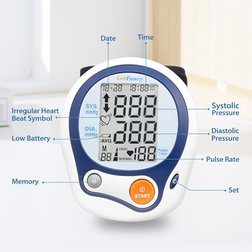 LotFancy Kids Wrist Blood Pressure Monitor for Home Use, BP Cuff 5”-8” for Small Adult, Digital Automatic Blood Pressure Cuff 60 Readings, 1 User
