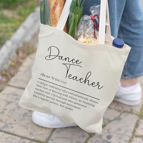 Dance Teacher Canvas Tote Bag - Dance Teacher Appreciation Gifts, Dance Bags for Dancers, Teacher ToteBags