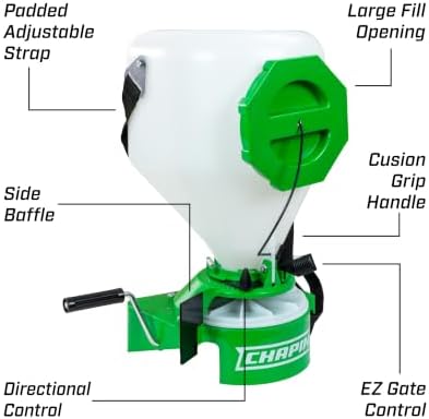 Chapin 8700A 35-Pound Capacity Chest Mounted Spreader with Easy Fill Hopper for Grass Seed and Fertilizers, 35-Pound (1 Spreader/Package)