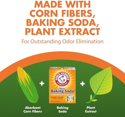 ARM & HAMMER Naturals Clumping Cat Litter, Multi Cat, 18 lbs | Plant-Based, Easy Scoop Clumps, Outstanding Odor Control, 2X Liquid Absorption, Low Dust, Lightweight Formula