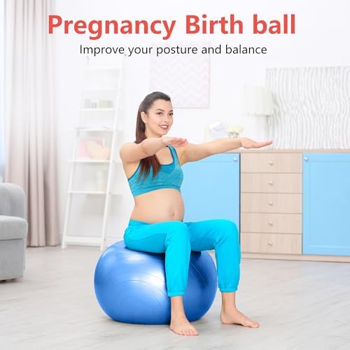 Primasole Exercise Ball for Balance Stability Fitness Workout Yoga Pilates at Home Office & Gym Birthing Ball for Pregnancy, Office Ball Chair