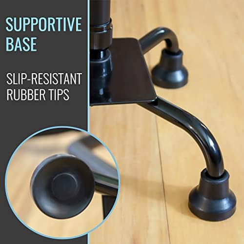HealthSmart Quad Walking Cane, Sit To Stand Walker, Adjustable Canes for Men, Canes for Women, FSA HSA Eligible with Quad Base, Foam Handles Quad Cane