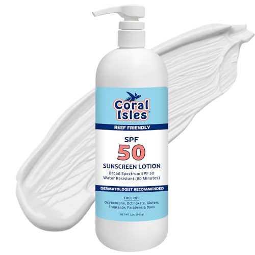 Coral Isles SPF 50 Sunscreen Pump Reef Compliant Broad Spectrum 128 Fl Oz