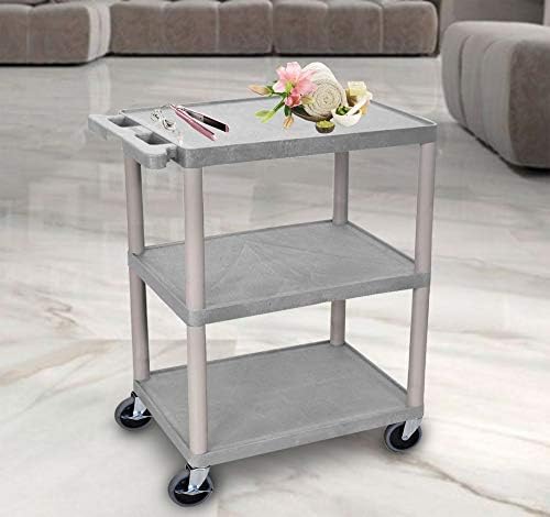 Luxor Multipurpose Storage Utility Cart 3 Shelves Structural Foam Plastic - Red