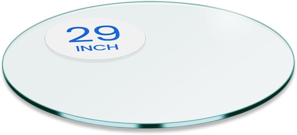 24 inch Round Glass Table Top - Tempered - 3/8" Thick Glass Surface, Safe Pencil Edge, Multipurpose for Dining Table, Patio, Coffee and End Table