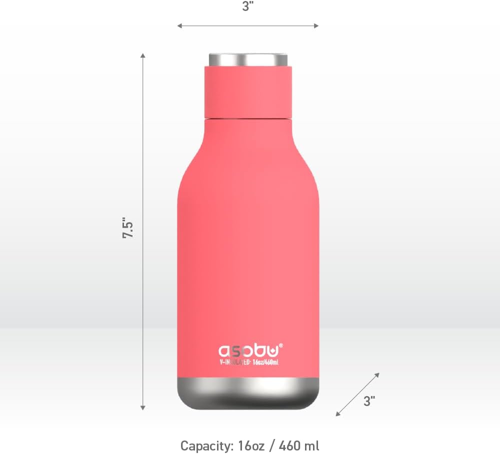 Urban Insulated and Double Walled Stainless Steel Bottle 16 Ounce by Asobu (Pastel Blue)