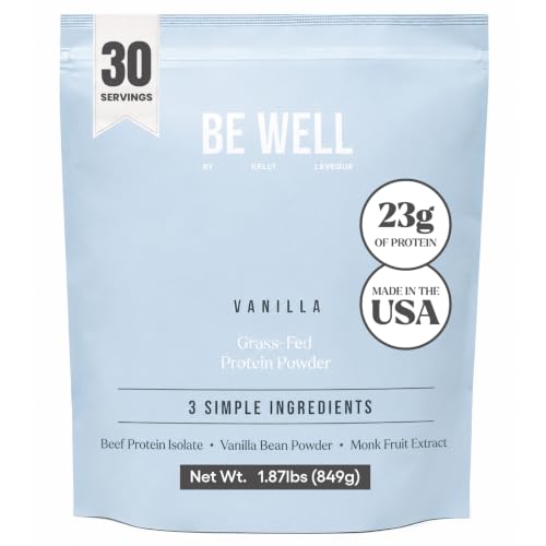 Be Well by Kelly Grass Finished Beef Protein Powder Vanilla Flavor