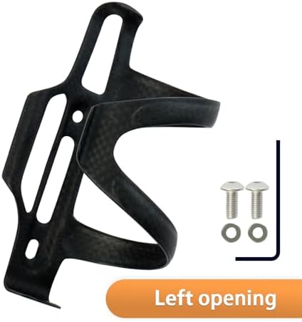 BRKURLEG Ultra-Light Carbon Fiber Water Bottle Cage with Screws Tool | Bike Water Bottle Cage Holder Brackets for Road Bike MTB Mountain Cycling Black Matte, Right Opening