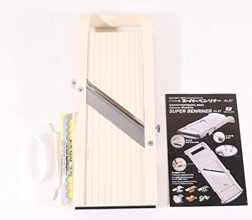 Benriner Mandoline Slicer with 4 Blades, Japanese Stainless Steel, BPA Free, 12.75 x 3.625-Inches, Beige