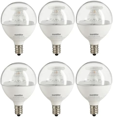 Sunlite G16.5 Light Bulb LED, 5W (40W Equiv.), 350 Lumens, Dimmable, Type G Globe Shape E12 Candelabra Base, Short Bulbs, Vanity Mirror Bulbs, 2700K Soft White, Frosted, 6 Count