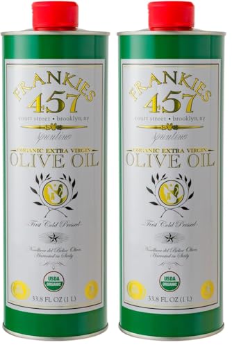 Frankies 457 Organic Extra Virgin Olive Oil, 33.8 fl oz (1L) | Premium 100% Castelvetrano Olive Oil, High Polyphenol, First Cold Pressed, Early Harvest in Sicily