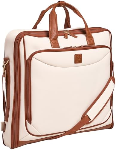 Premium Suit Garment Bag Carry On - Hangs 4 Suits - Travel & Business with Shoulder Strap and Laptop Compartment