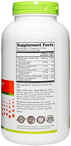 NutriBiotic - Lemon Electro-C, Vitamin C & Electrolyte Powder, 16 OZ | 850 Mg Vitamin C Per Serving | Effervescent Electrolyte Recharge | Buffered & Highly Soluble | Free of Calories, Gluten & Non-GMO
