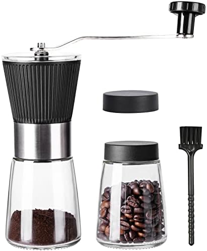 PARACITY Manual Coffee Grinder, Ceramic Burr, 2 Glass Jars, 11oz per Jar