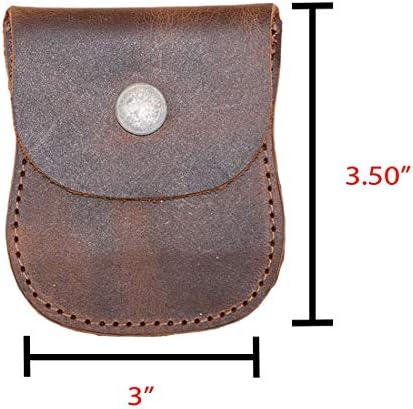 Hide & Drink, Curvy Coin Pouch, Pocket Case for Pennies, Rustic Bag, Travel Accessory, Full Grain Leather, Handmade, Bourbon Brown