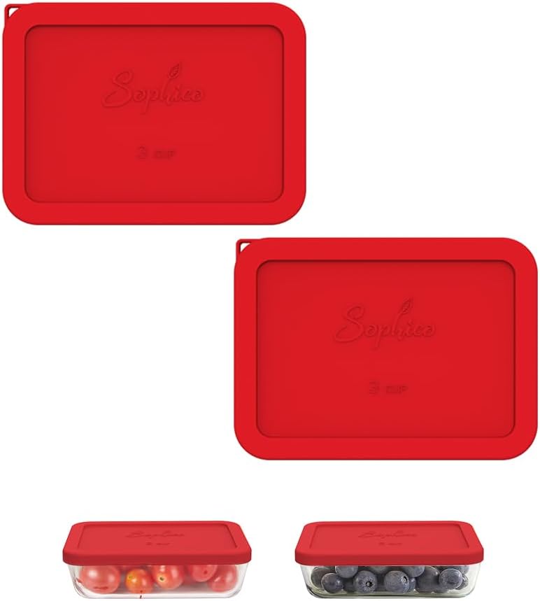 SOPHICO 3 Cup Rectangle Silicone Replacement Lids for Pyrex 7210-PC Glass