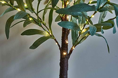 LITBLOOM Lighted Tabletop Olive Tree 18IN 50 LED Fairy Lights with Timer Battery Operated or USB Plug in Bonsai Tree for Wedding Christmas Spring