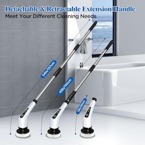 Electric Spin Scrubber, Cordless Bath Tub Power Scrubber with 8 Replaceable Drill Brush Heads