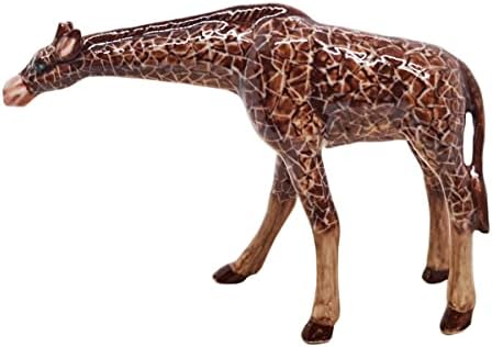 WitnyStore Tiny 2¾" Brown Standing Look Right Giraffe Figurine - Miniature Hand Made Ceramic Giraffes Tropical Savanna Africa Wild Life Cute Animals Porcelain Decorative Collectible Figure Décor Gifts