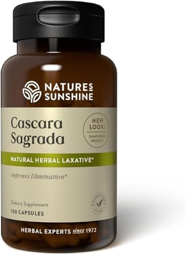 Nature's Sunshine Cascara Sagrada Capsules - Promotes Intestinal Support for a Healthy Colon - 100 Capsules (50 Servings)