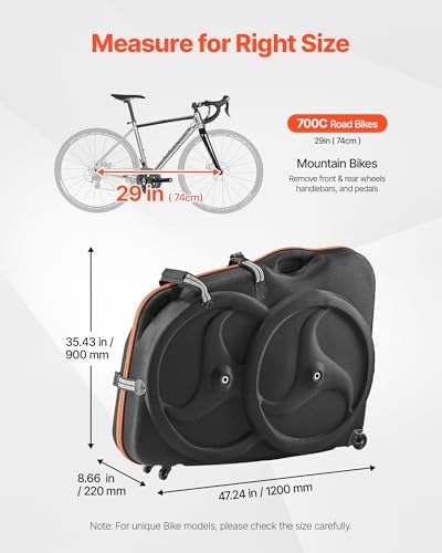 VEVOR Bike Travel Bag, Road Bike Bag Road Bicycle Storage Carry with TSA Lock & Dual Zipper for Air Travel, Outdoor Use, Airplane, Car, Train, Subway Transport