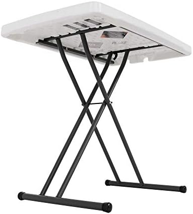 LIFETIME 80251 Adjustable Folding Laptop Table TV Tray, 26 Inch, White Granite