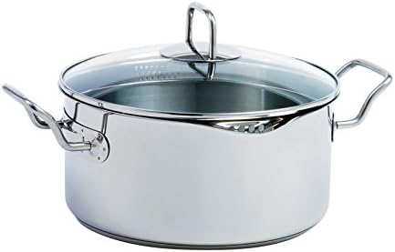 Norpro KRONA 5 Quart Vented Pot with Straining Lid, Stainless Steel,645,Silver