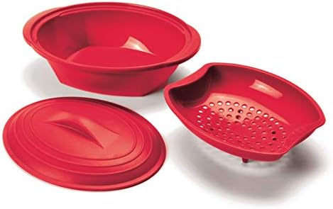 Norpro, Red Silicone Steamer with Insert, 32 oz