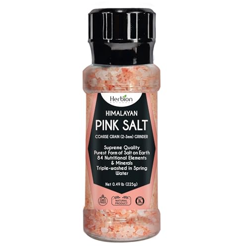 HERBION Naturals Himalayan Pink Salt Jar Fine Grain, GMO Free, Supreme Quality Chemical Free, Vegan, Kosher Certified, Fine Grain All Natural Salt